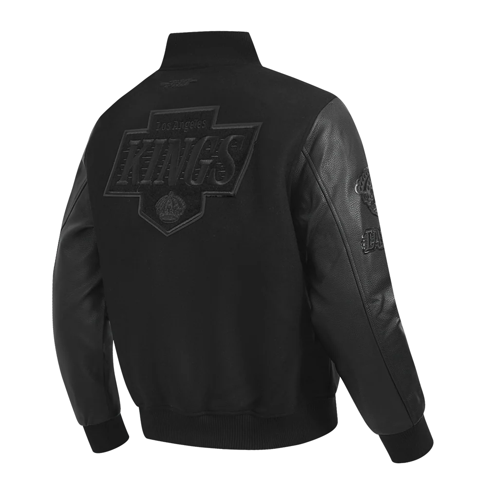 NHL LOS ANGELES KINGS TRIPLE BLACK MEN'S WOOL VARSITY JACKET (TRIPLE BLACK) - Image 6