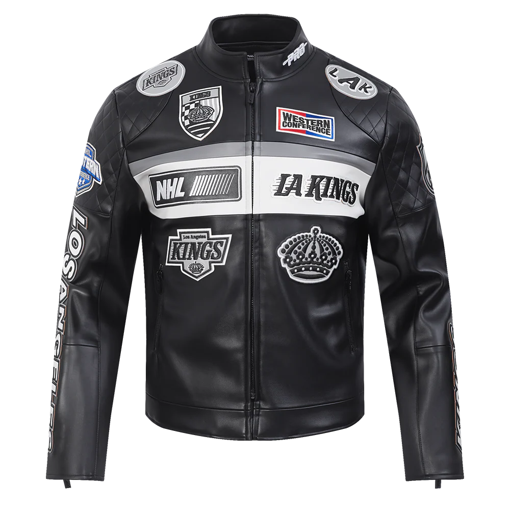 NHL LOS ANGELES KINGS MEN'S MOTO JACKET (BLACK/WHITE)