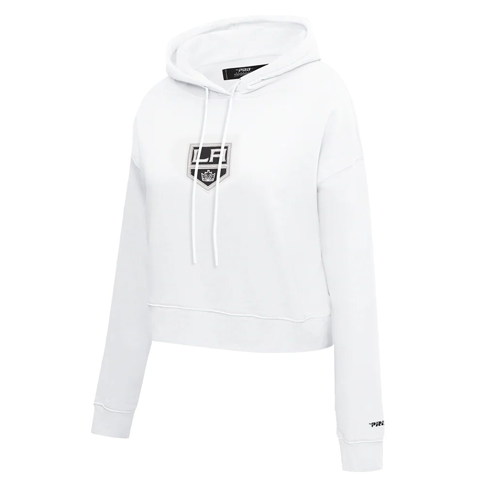 NHL LOS ANGELES KINGS CLASSIC WOMEN'S CROPPED PULLOVER HOODIE (WHITE) - Image 2