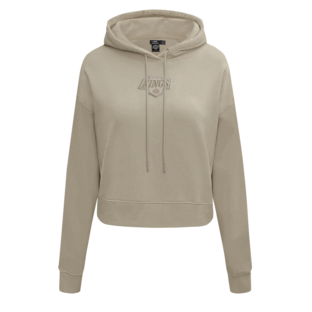 NHL LOS ANGELES KINGS NEUTRAL WOMEN'S CROPPED FLC PO HOODIE (TAUPE)