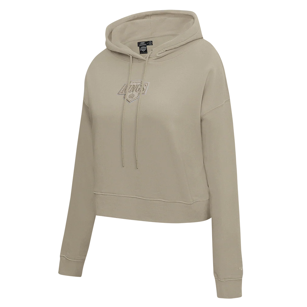 NHL LOS ANGELES KINGS NEUTRAL WOMEN'S CROPPED FLC PO HOODIE (TAUPE) - Image 2