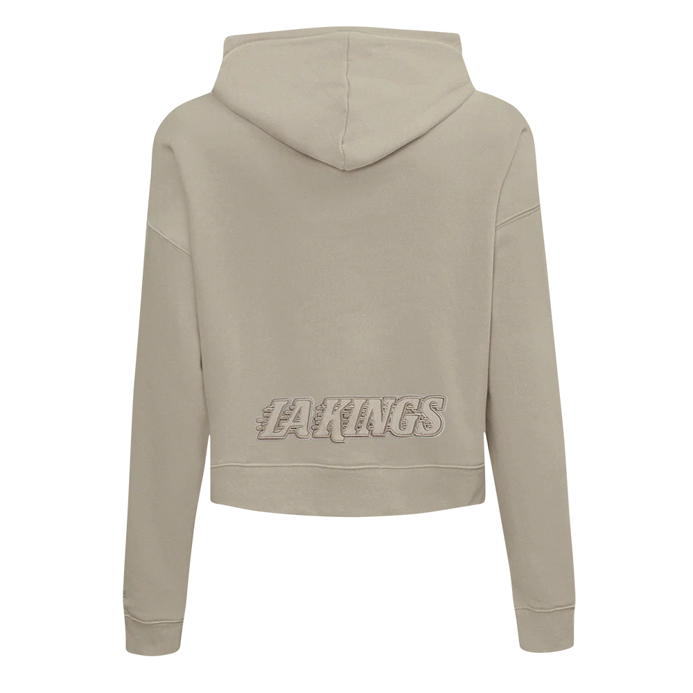NHL LOS ANGELES KINGS NEUTRAL WOMEN'S CROPPED FLC PO HOODIE (TAUPE) - Image 3
