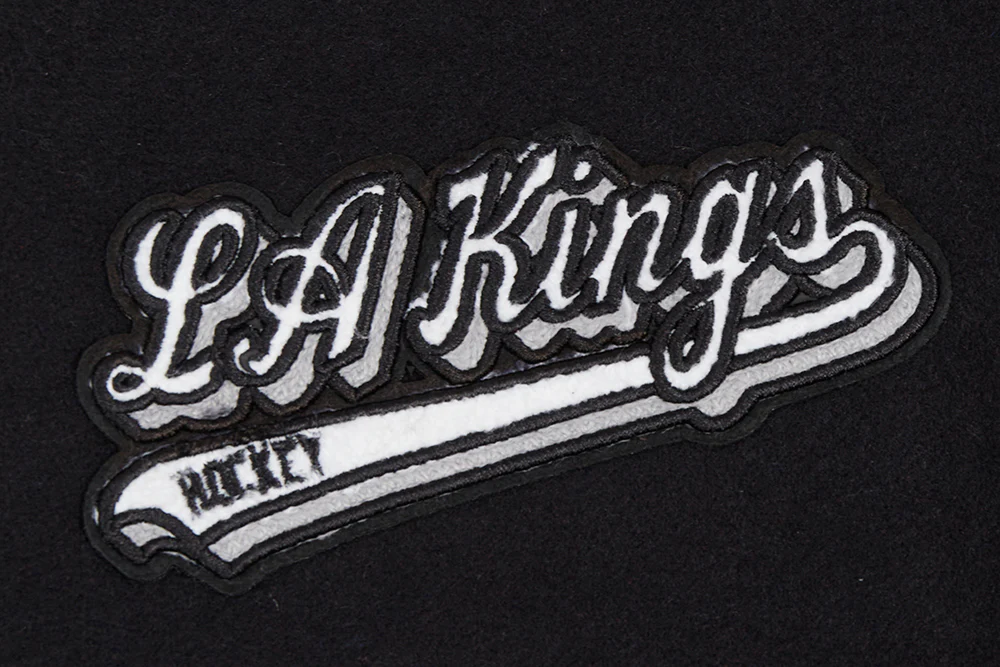 NHL LOS ANGELES KINGS SCRIPT TAIL WOMEN'S WOOL VARSITY JACKET (BLACK/GRAY) - Image 5
