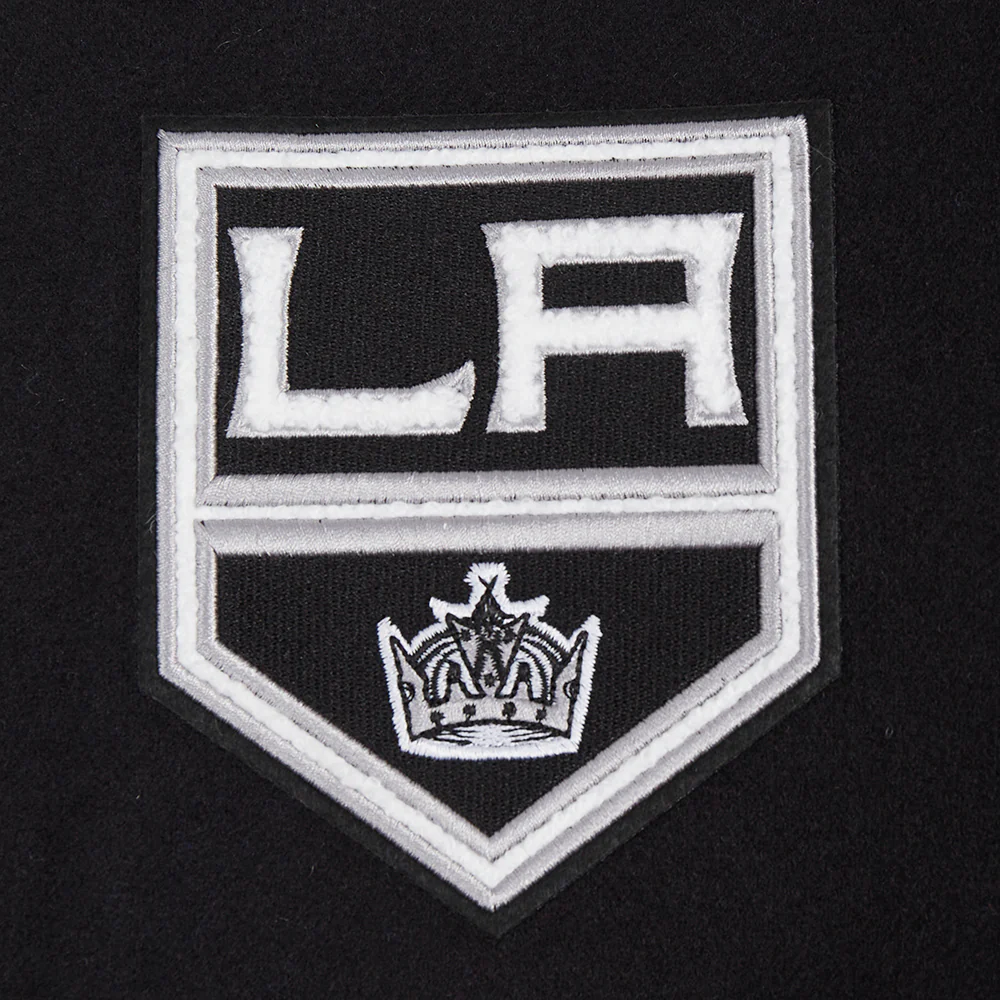 NHL LOS ANGELES KINGS SCRIPT TAIL WOMEN'S WOOL VARSITY JACKET (BLACK/GRAY) - Image 6