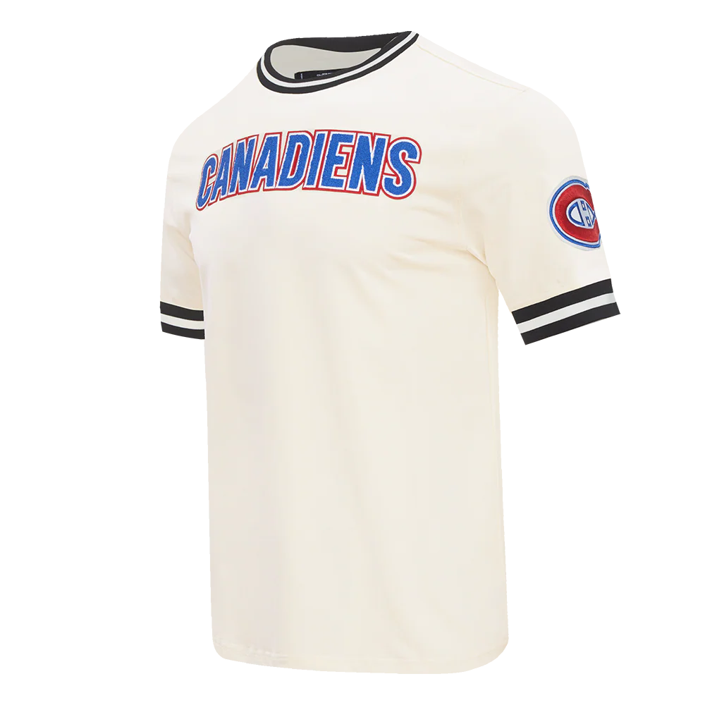 NHL MONTRÉAL CANADIENS CLASSIC CHENILLE MEN'S DOUBLE KNIT TEE (EGGSHELL/ BLACK) - Image 2