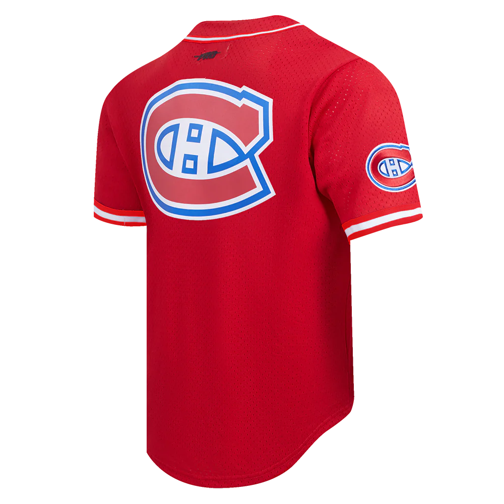 NHL MONTRÉAL CANADIENS CLASSIC MESH MEN'S BUTTON DOWN SHIRT (RED) - Image 4