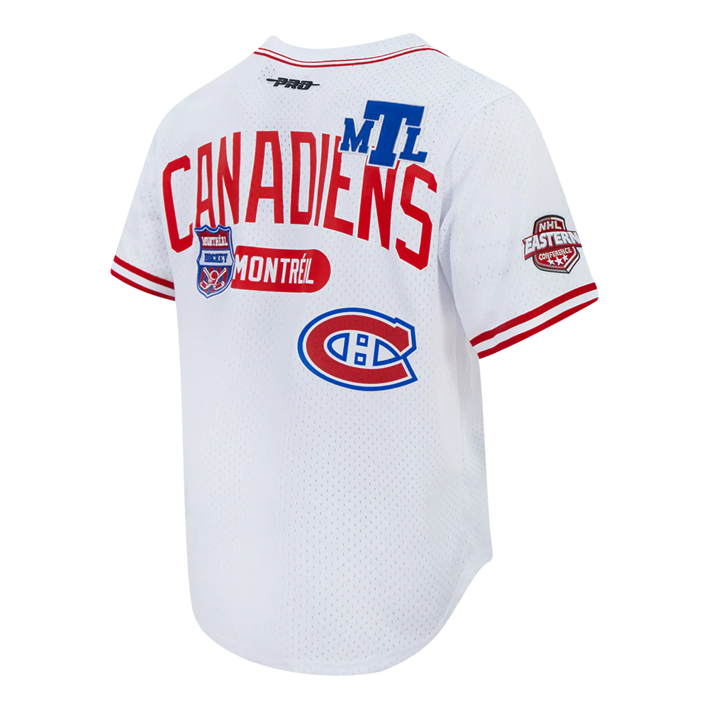 NHL MONTREAL CANADIENS LETTERMAN MEN'S BUTTON DOWN MESH TOP (WHITE/RED) - Image 4