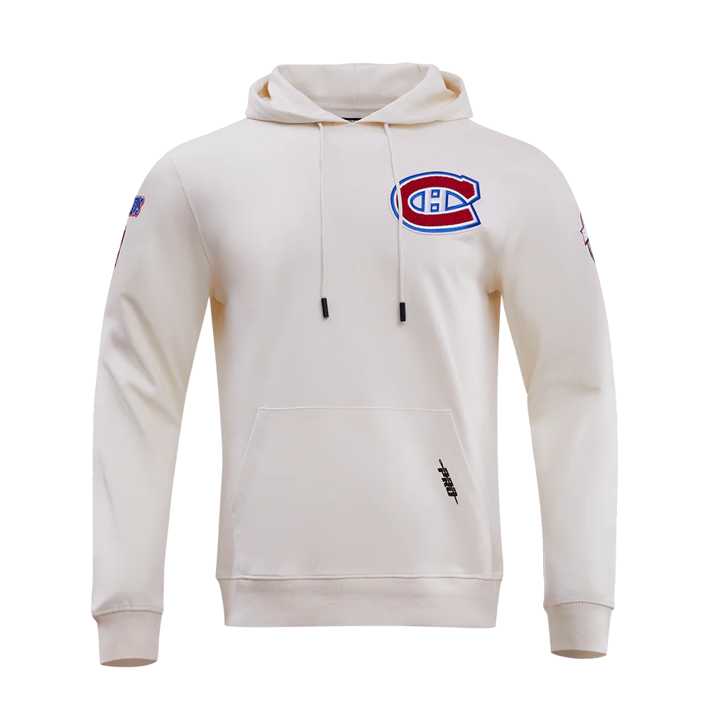 NHL MONTRÉAL CANADIENS CLASSIC CHENILLE MEN'S DOUBLE KNIT PULLOVER HOODIE (EGGSHELL) - Image 3