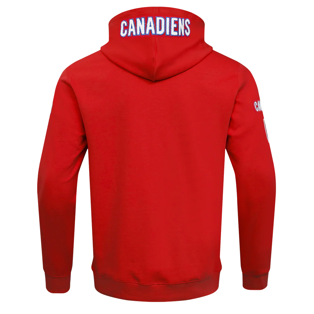 NHL MONTRÉAL CANADIENS CLASSIC CHENILLE MEN'S FULL ZIP DOUBLE KNIT PULLOVER HOODIE (RED) - Image 5