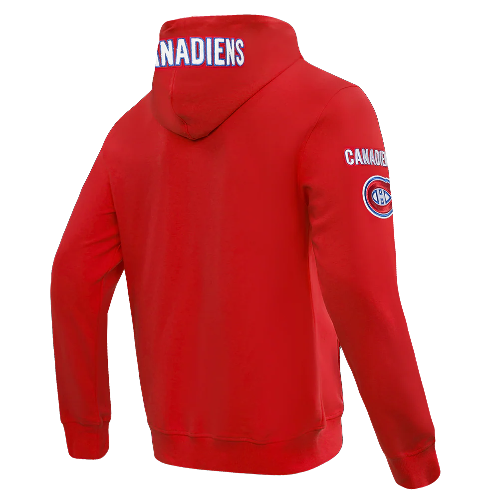 NHL MONTRÉAL CANADIENS CLASSIC CHENILLE MEN'S FULL ZIP DOUBLE KNIT PULLOVER HOODIE (RED) - Image 6