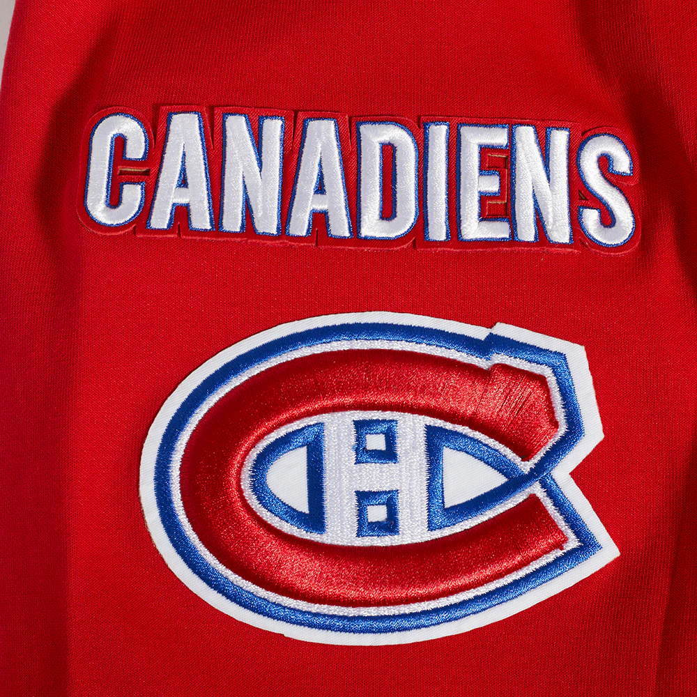 NHL MONTRÉAL CANADIENS CLASSIC CHENILLE MEN'S FULL ZIP DOUBLE KNIT PULLOVER HOODIE (RED) - Image 8