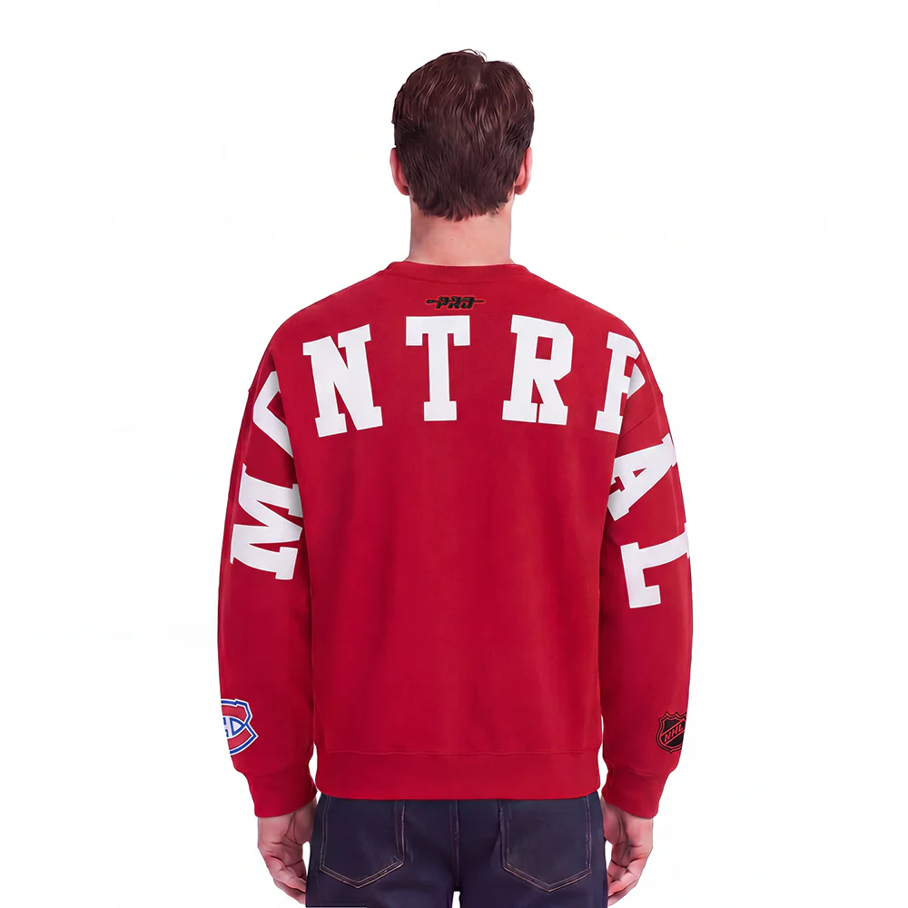 NHL MONTRÉAL CANADIENS WINGSPAN MEN'S DROP SHOULDER FLC CREWNECK (RED)