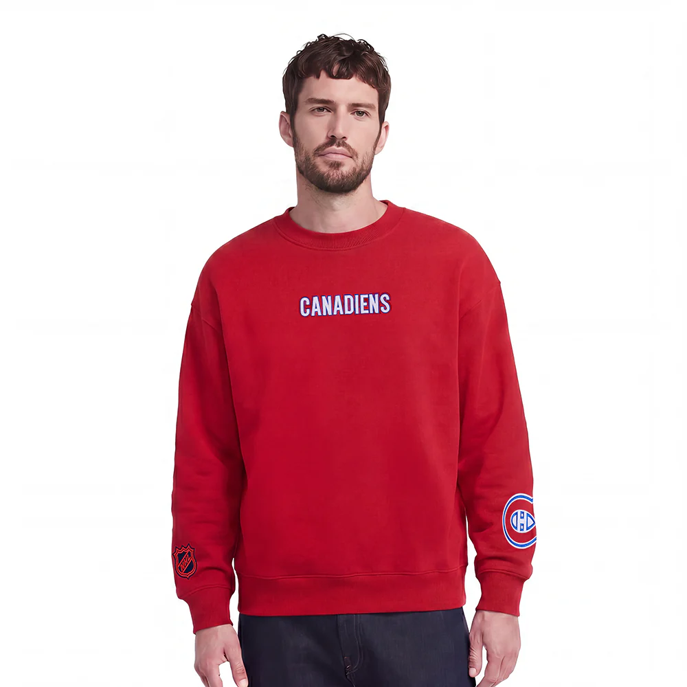 NHL MONTRÉAL CANADIENS WINGSPAN MEN'S DROP SHOULDER FLC CREWNECK (RED) - Image 2