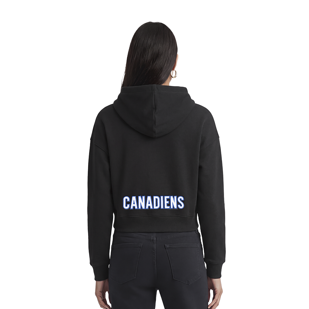 NHL MONTRÉAL CANADIENS CLASSIC WOMEN'S FLEECE CROPPED PULLOVER HOODIE (BLACK) - Image 2