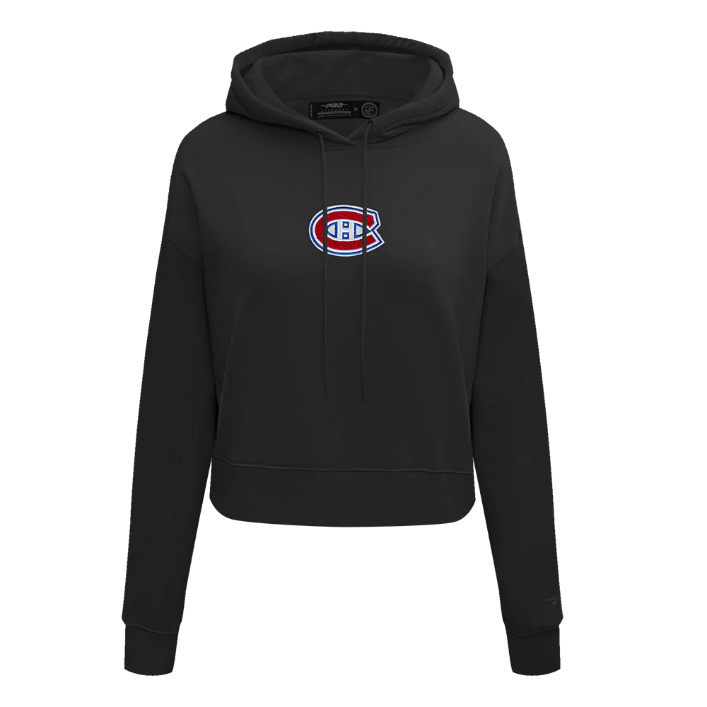 NHL MONTRÉAL CANADIENS CLASSIC WOMEN'S FLEECE CROPPED PULLOVER HOODIE (BLACK) - Image 3