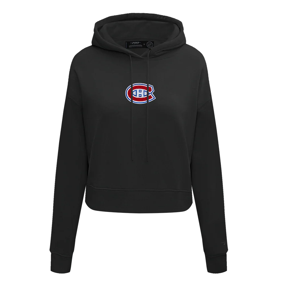 NHL MONTRÉAL CANADIENS CLASSIC WOMEN'S FLEECE CROPPED PULLOVER HOODIE (BLACK) - Image 4