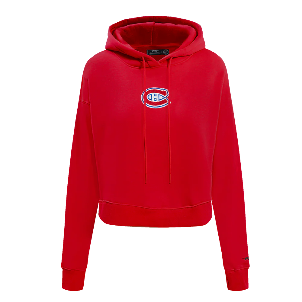 NHL MONTRÉAL CANADIENS CLASSIC WOMEN'S FLEECE CROPPED PULLOVER HOODIE (RED) - Image 3