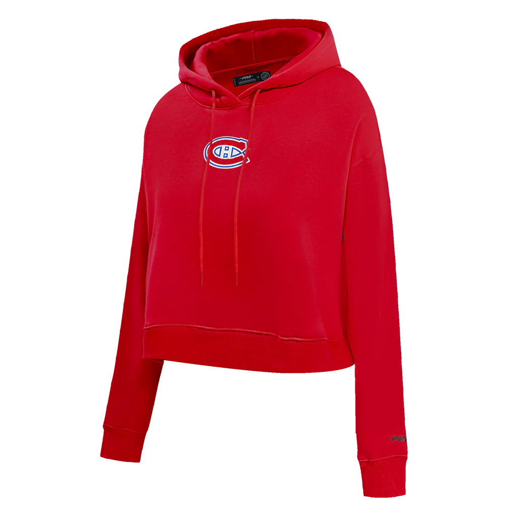 NHL MONTRÉAL CANADIENS CLASSIC WOMEN'S FLEECE CROPPED PULLOVER HOODIE (RED) - Image 4