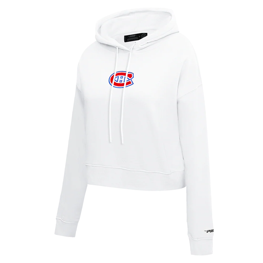 NHL MONTRÉAL CANADIENS CLASSIC WOMEN'S FLEECE CROPPED PULLOVER HOODIE (WHITE) - Image 2