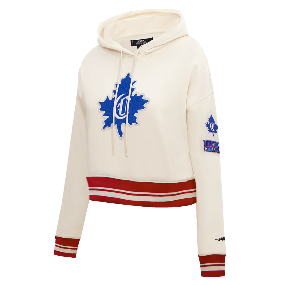 NHL MONTRÉAL CANADIENS RETRO CLASSIC WOMEN'S RIB CROPPED PULLOVER HOODIE (EGGSHELL/ RED) - Image 10