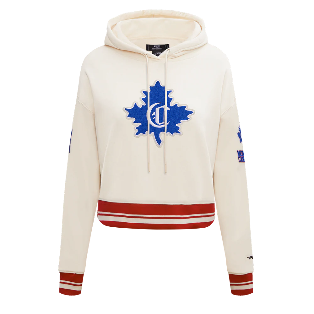NHL MONTRÉAL CANADIENS RETRO CLASSIC WOMEN'S RIB CROPPED PULLOVER HOODIE (EGGSHELL/ RED) - Image 9