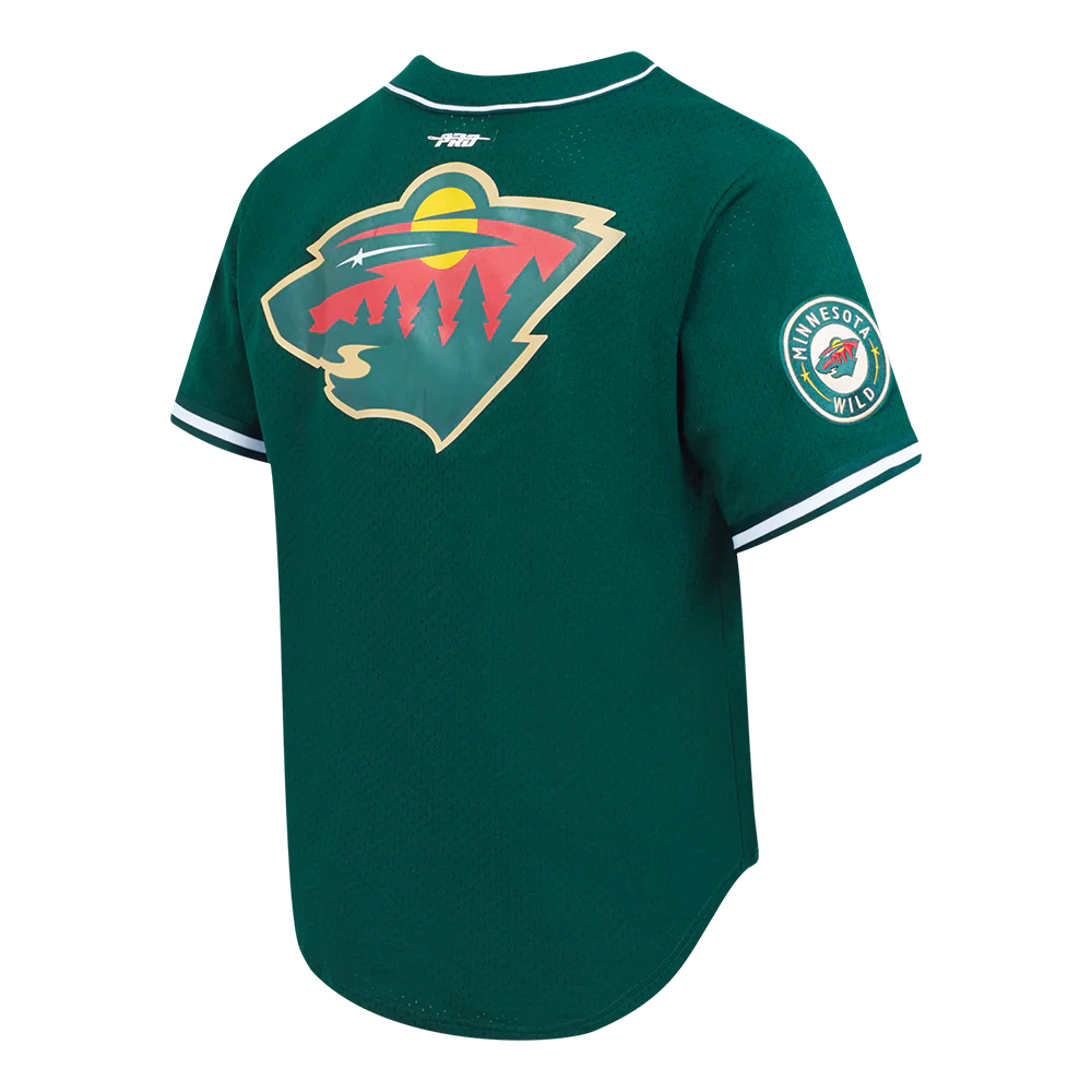 MINNESOTA WILD CLASSIC MESH MEN'S BUTTON DOWN SHIRT (FOREST GREEN) - Image 4