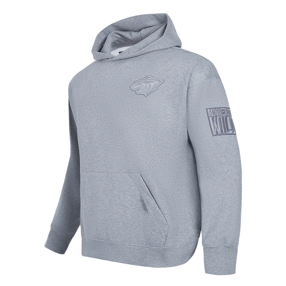 NHL MINNESOTA WILD NEUTRAL MEN'S DROP SHOULDER PULLOVER HOODIE (DARK HEATHER GRAY) - Image 4