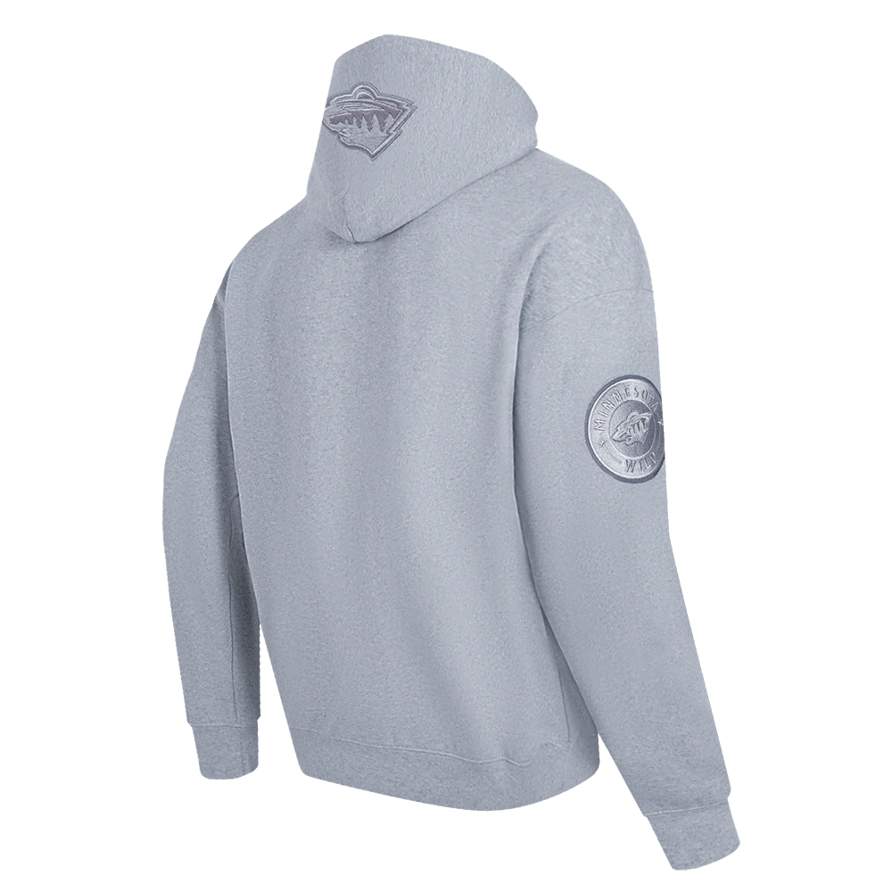 NHL MINNESOTA WILD NEUTRAL MEN'S DROP SHOULDER PULLOVER HOODIE (DARK HEATHER GRAY) - Image 6