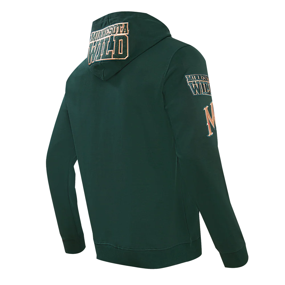 NHL MINNESOTA WILD CLASSIC CHENILLE MEN'S PULLOVER HOODIE (FOREST GREEN) - Image 4