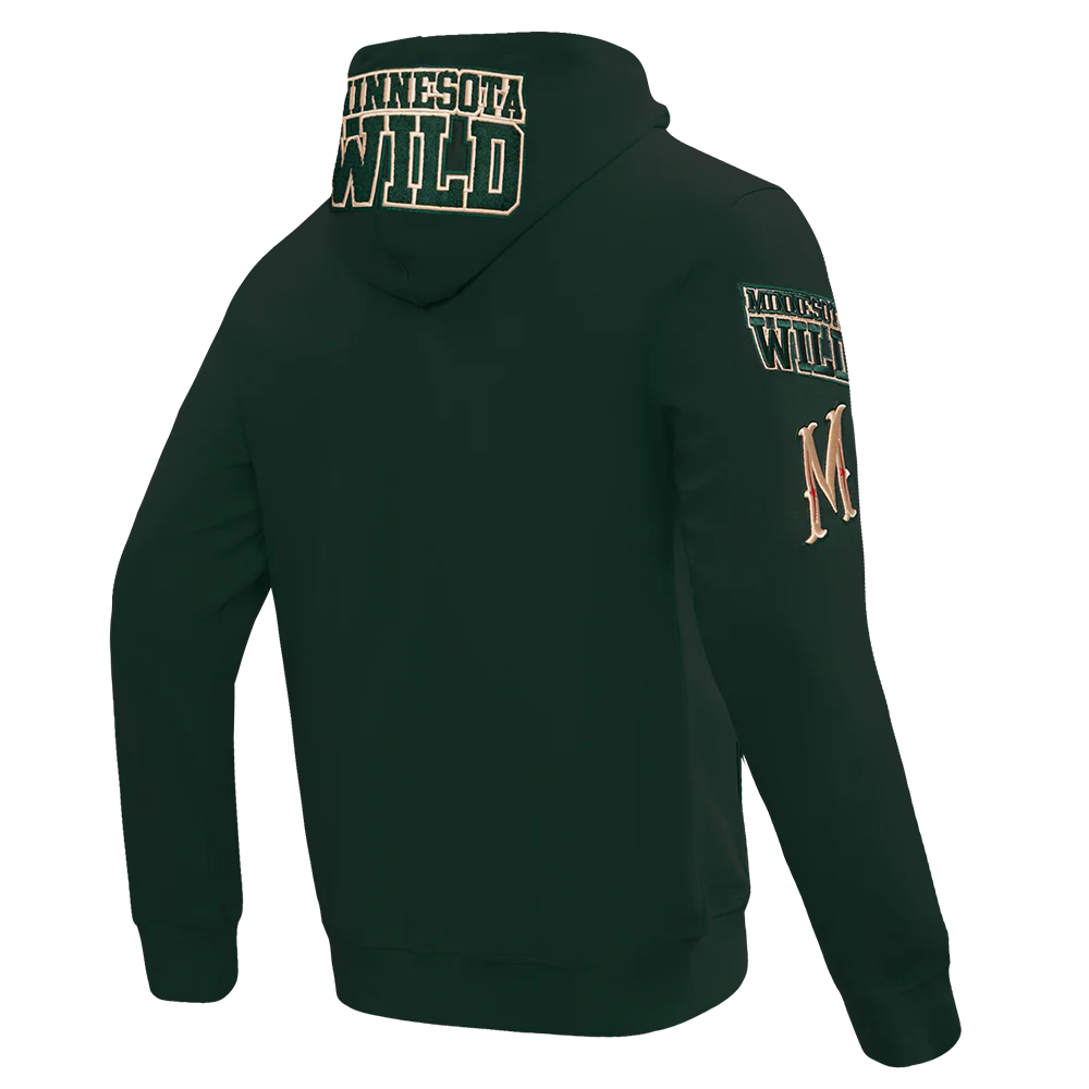 NHL MINNESOTA WILD CLASSIC CHENILLE MEN'S FULL ZIP PULLOVER HOODIE (FOREST GREEN) - Image 3