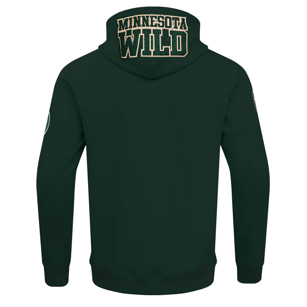 NHL MINNESOTA WILD CLASSIC CHENILLE MEN'S FULL ZIP PULLOVER HOODIE (FOREST GREEN) - Image 4