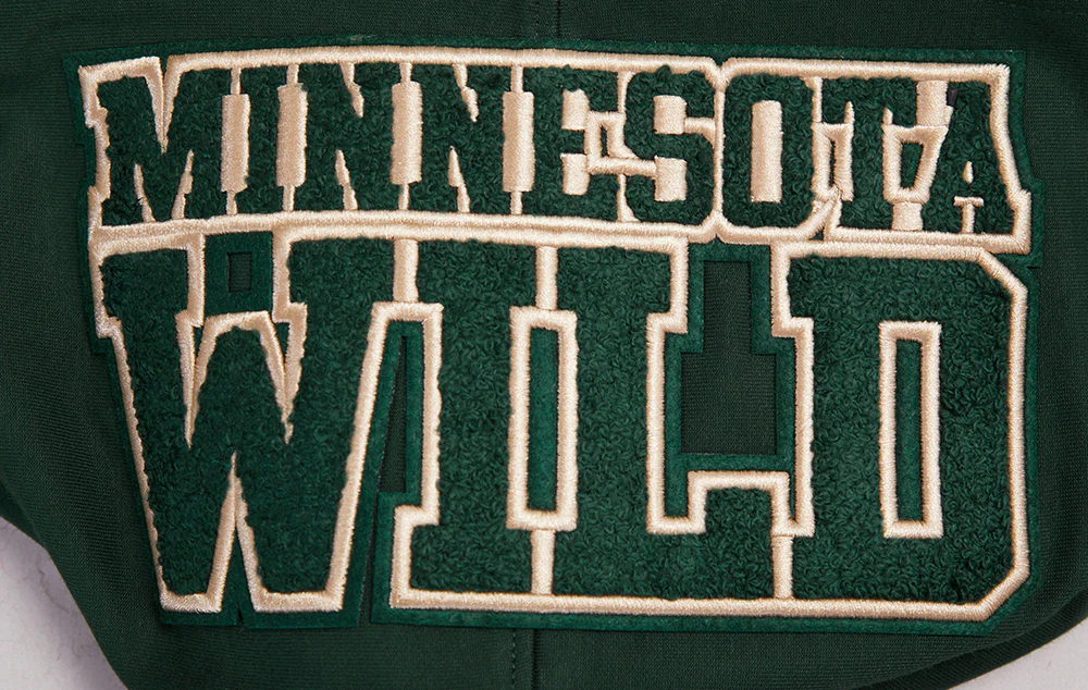 NHL MINNESOTA WILD CLASSIC CHENILLE MEN'S FULL ZIP PULLOVER HOODIE (FOREST GREEN) - Image 5