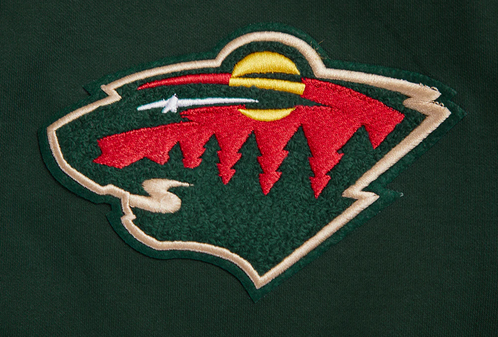 NHL MINNESOTA WILD CLASSIC CHENILLE MEN'S FULL ZIP PULLOVER HOODIE (FOREST GREEN) - Image 7