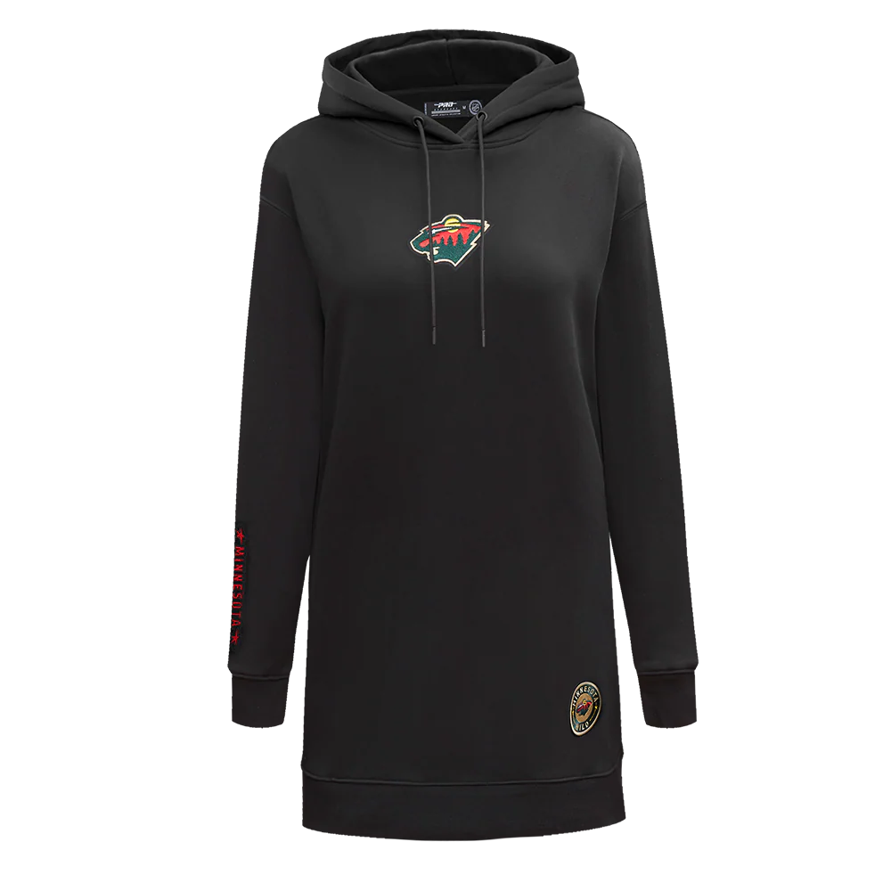 NHL MINNESOTA WILD CLASSIC WOMEN'S FLEECE HOODIE DRESS (BLACK)