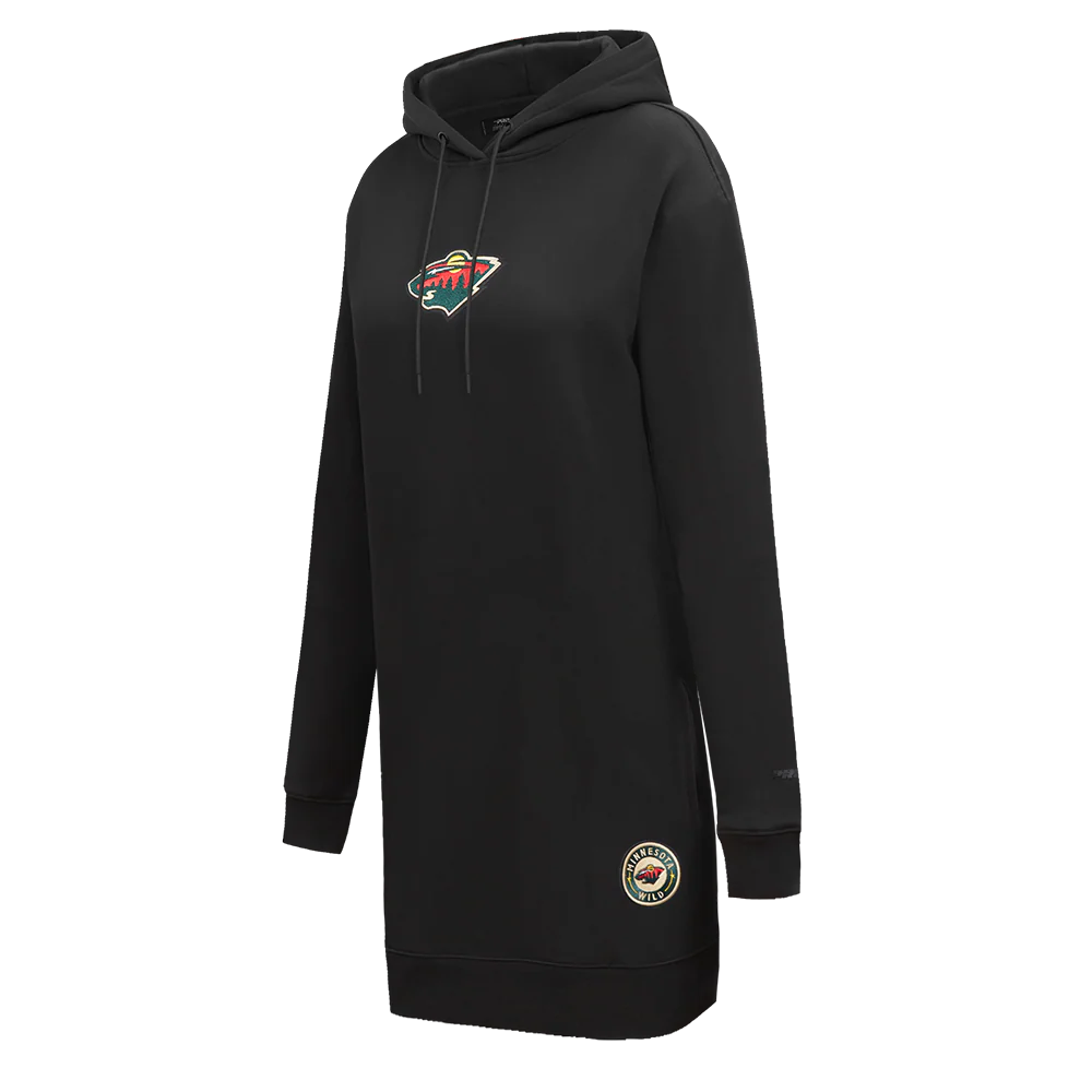 NHL MINNESOTA WILD CLASSIC WOMEN'S FLEECE HOODIE DRESS (BLACK) - Image 2