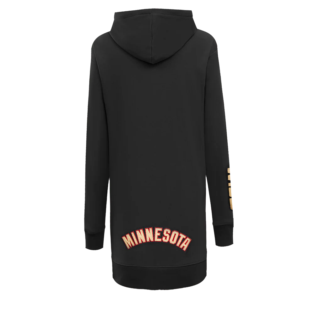 NHL MINNESOTA WILD CLASSIC WOMEN'S FLEECE HOODIE DRESS (BLACK) - Image 3