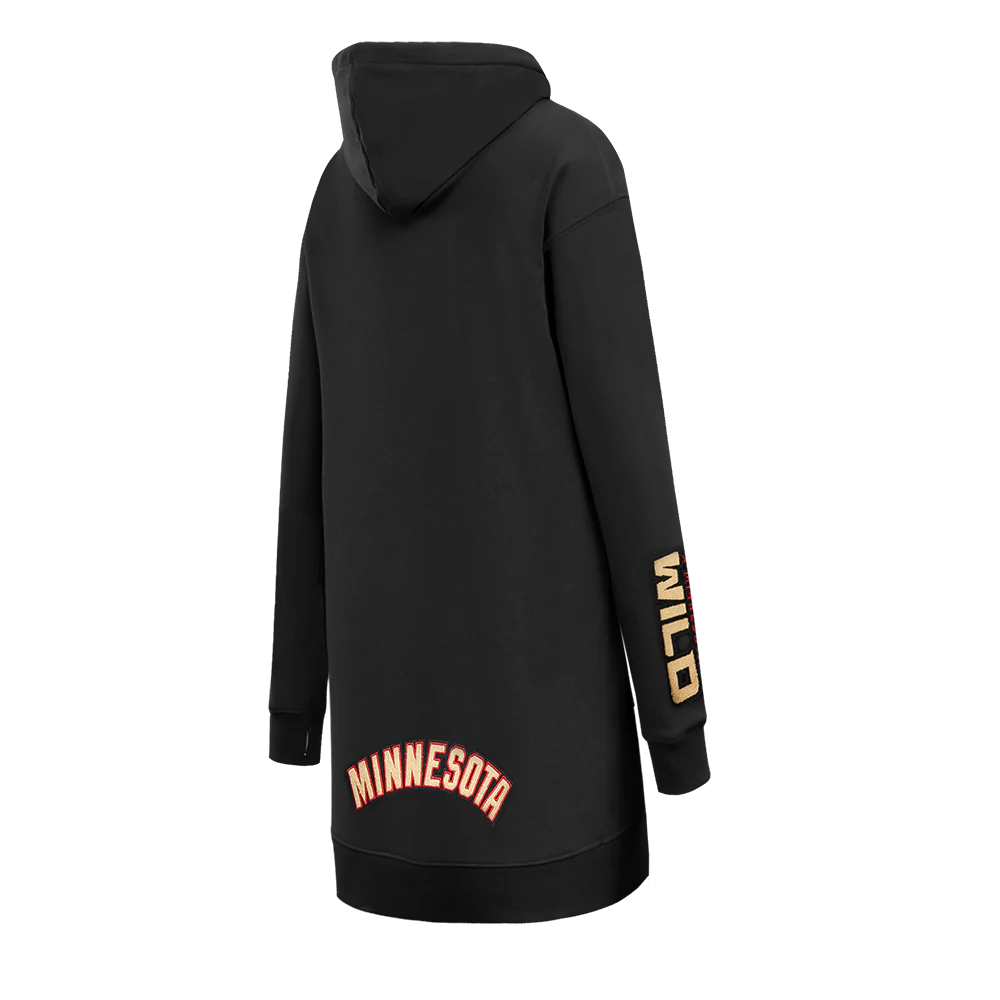 NHL MINNESOTA WILD CLASSIC WOMEN'S FLEECE HOODIE DRESS (BLACK) - Image 4