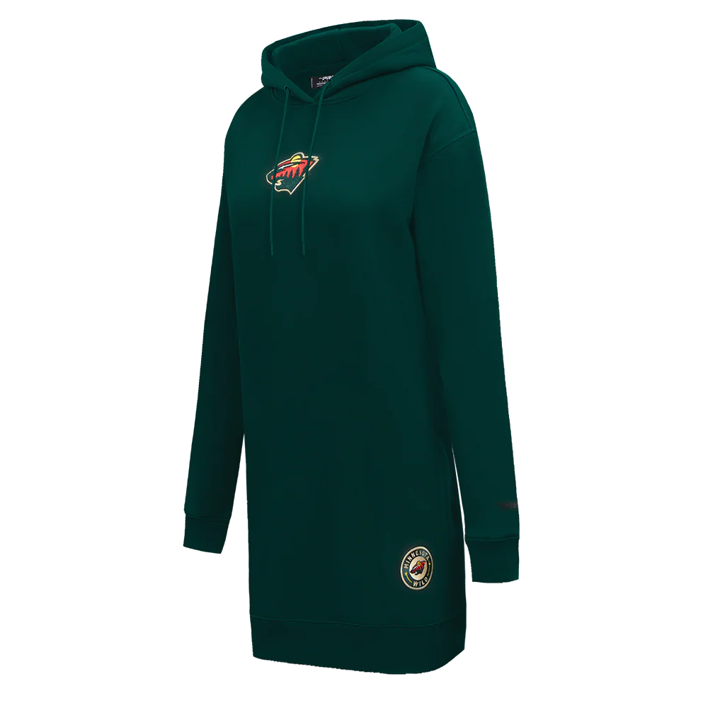 NHL MINNESOTA WILD CLASSIC WOMEN'S FLEECE HOODIE DRESS (FOREST GREEN) - Image 2