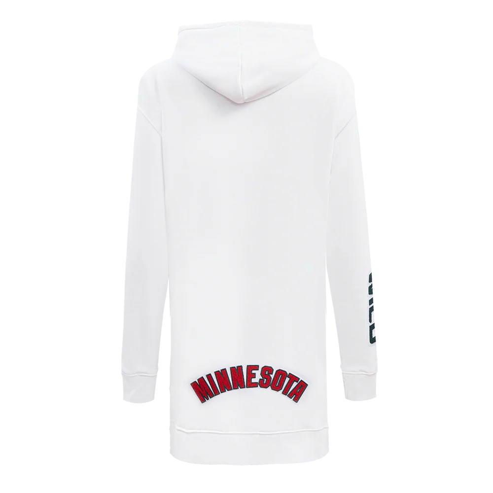 NHL MINNESOTA WILD CLASSIC WOMEN'S FLEECE HOODIE DRESS (WHITE) - Image 3