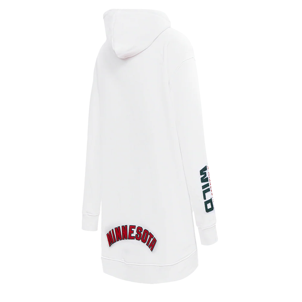 NHL MINNESOTA WILD CLASSIC WOMEN'S FLEECE HOODIE DRESS (WHITE) - Image 4