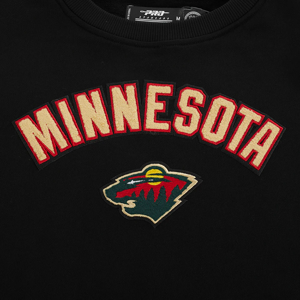 NHL MINNESOTA WILD CLASSIC WOMEN'S FLEECE CREWNECK (BLACK) - Image 5