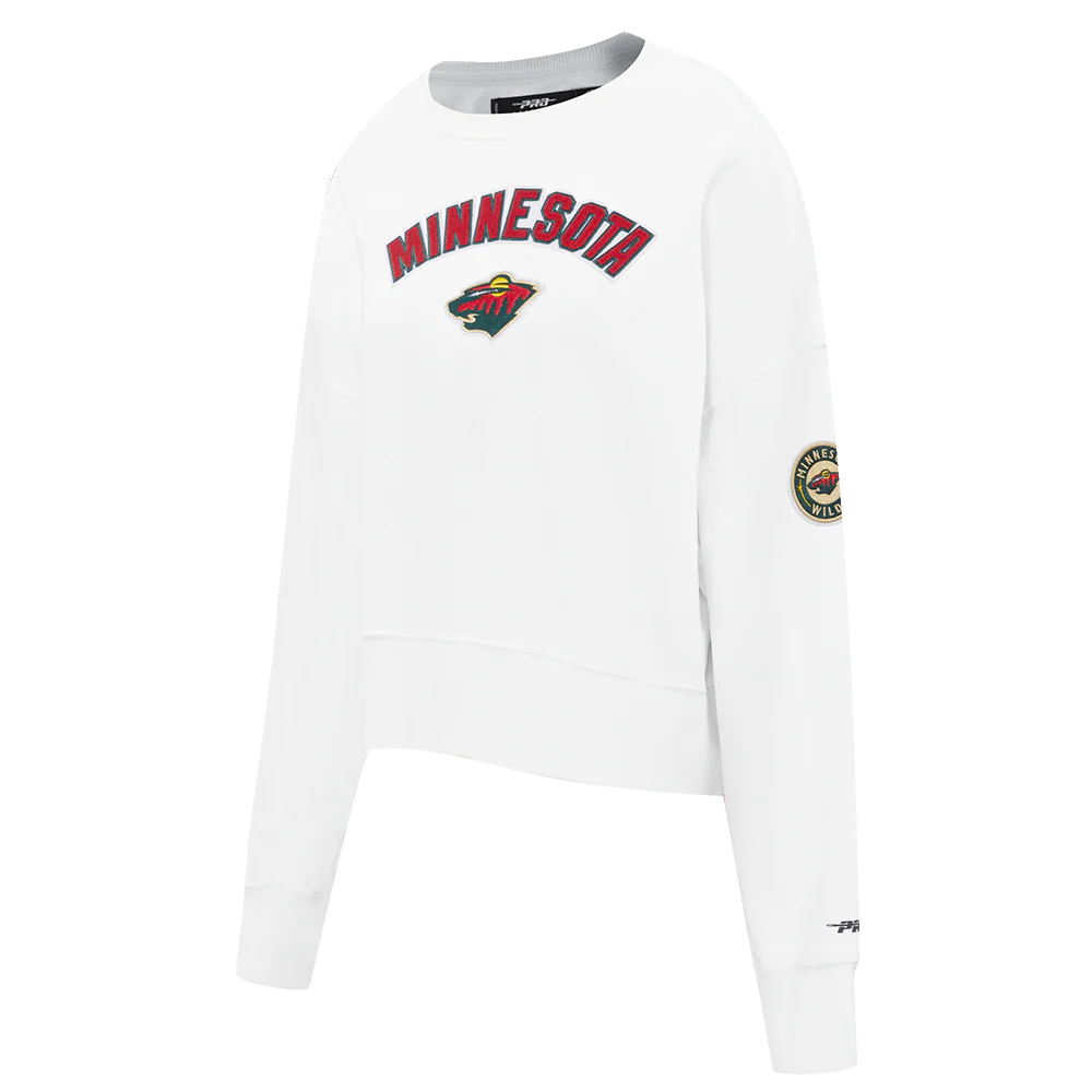 NHL MINNESOTA WILD CLASSIC WOMEN'S FLEECE CREWNECK (WHITE) - Image 2