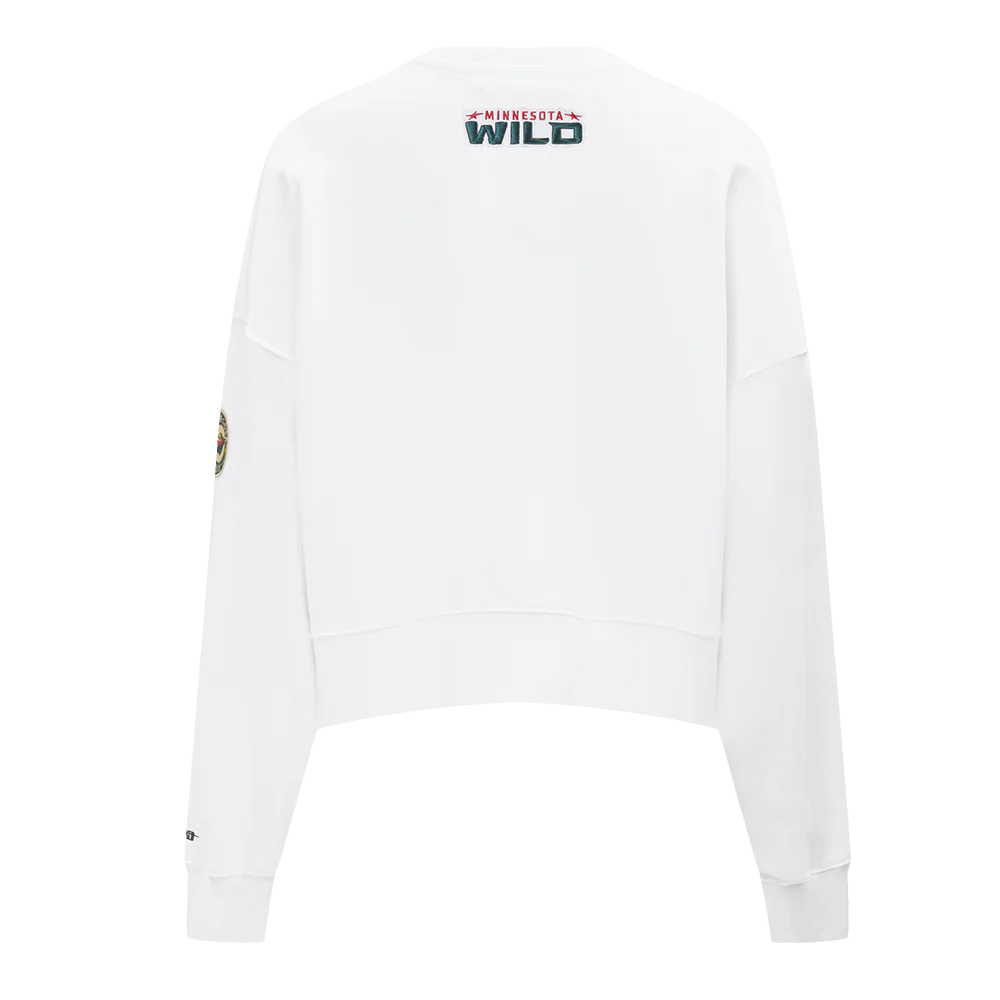 NHL MINNESOTA WILD CLASSIC WOMEN'S FLEECE CREWNECK (WHITE) - Image 3