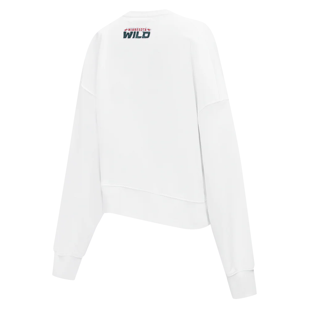 NHL MINNESOTA WILD CLASSIC WOMEN'S FLEECE CREWNECK (WHITE) - Image 4