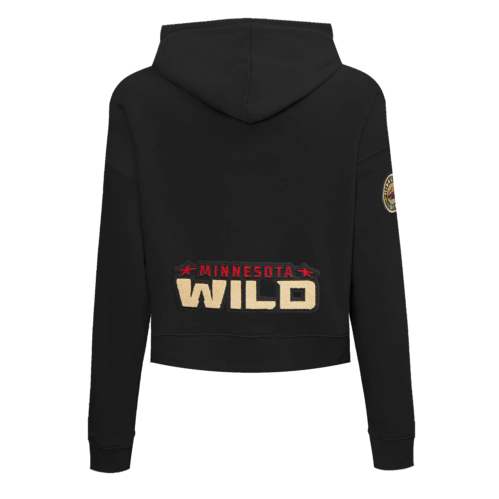 NHL MINNESOTA WILD CLASSIC WOMEN'S CROPPED FLEECE PULLOVER HOODIE (BLACK) - Image 3