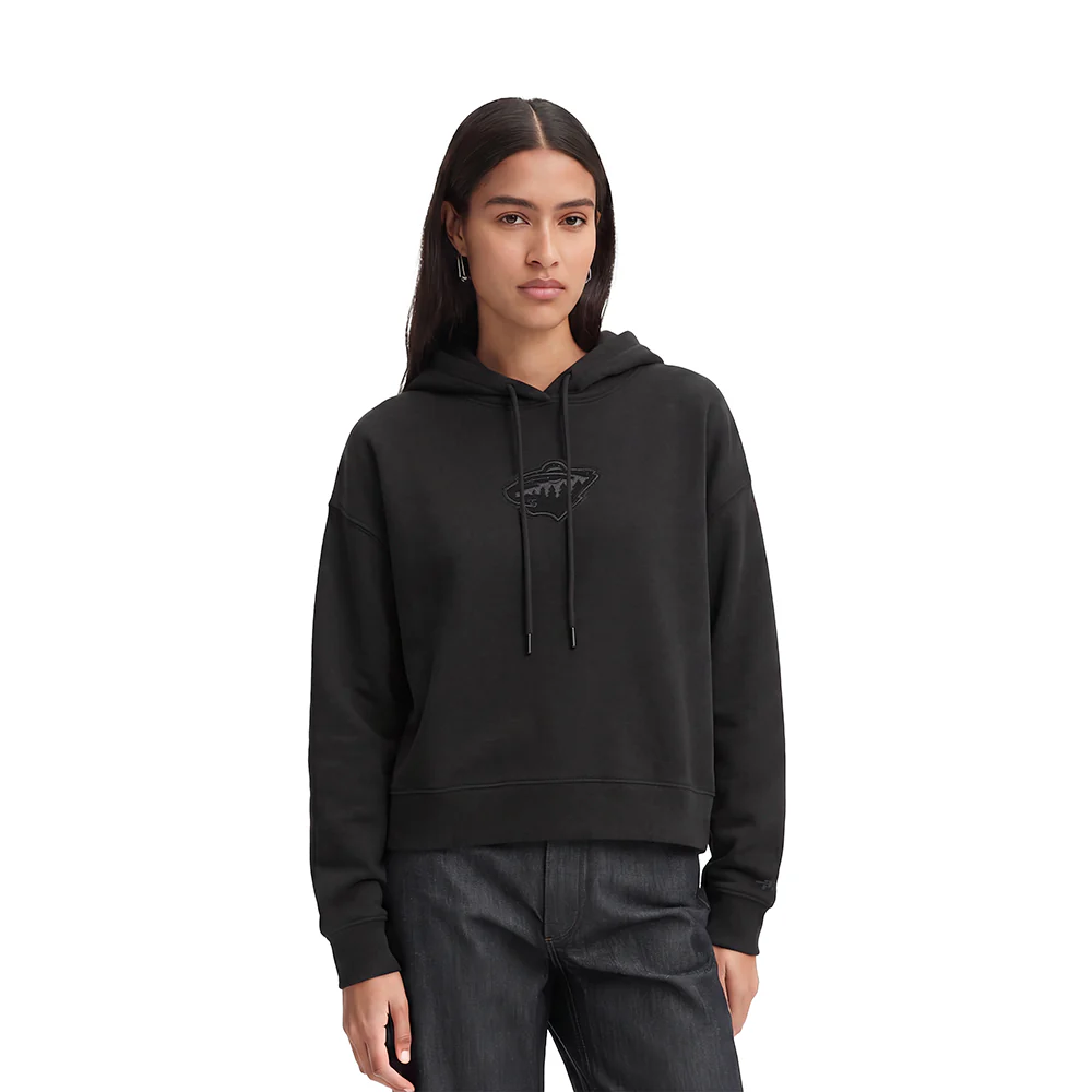 NHL MINNESOTA WILD NEUTRAL WOMEN'S CROPPED PULLOVER HOODIE (BLACK)