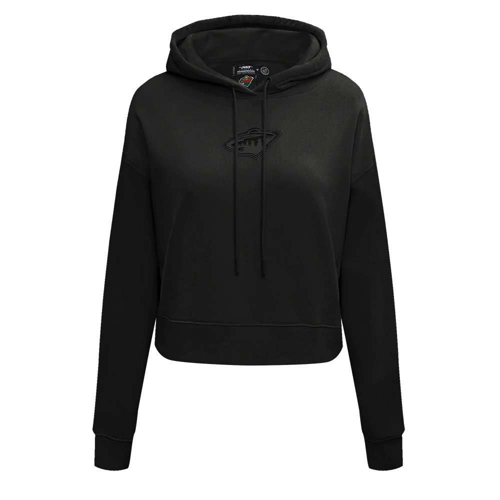 NHL MINNESOTA WILD NEUTRAL WOMEN'S CROPPED PULLOVER HOODIE (BLACK) - Image 3
