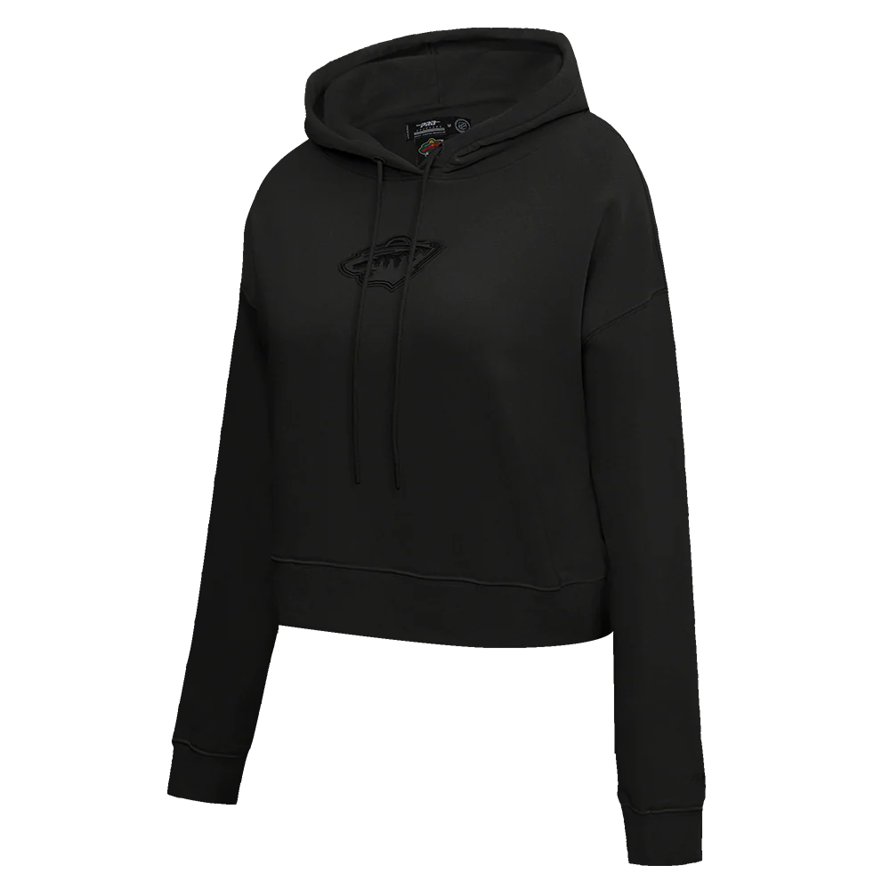NHL MINNESOTA WILD NEUTRAL WOMEN'S CROPPED PULLOVER HOODIE (BLACK) - Image 4