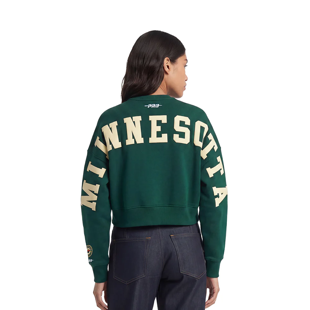 NHL MINNESOTA WILD WINGSPAN WOMEN'S FLC CREWNECK (FOREST GREEN)