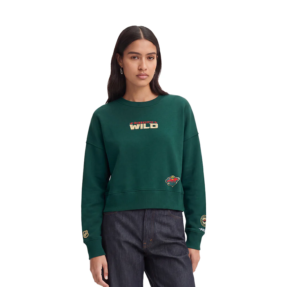 NHL MINNESOTA WILD WINGSPAN WOMEN'S FLC CREWNECK (FOREST GREEN) - Image 2